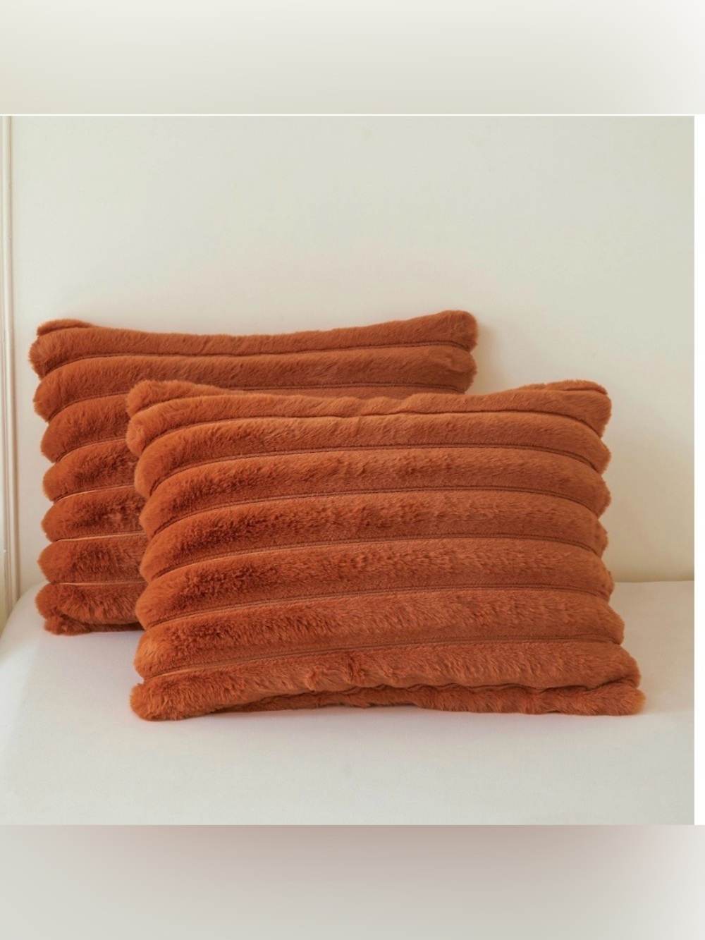 Velvety Soft Faux Fur Pillow Covers 20x26” (2-pack) BURNT ORANGE